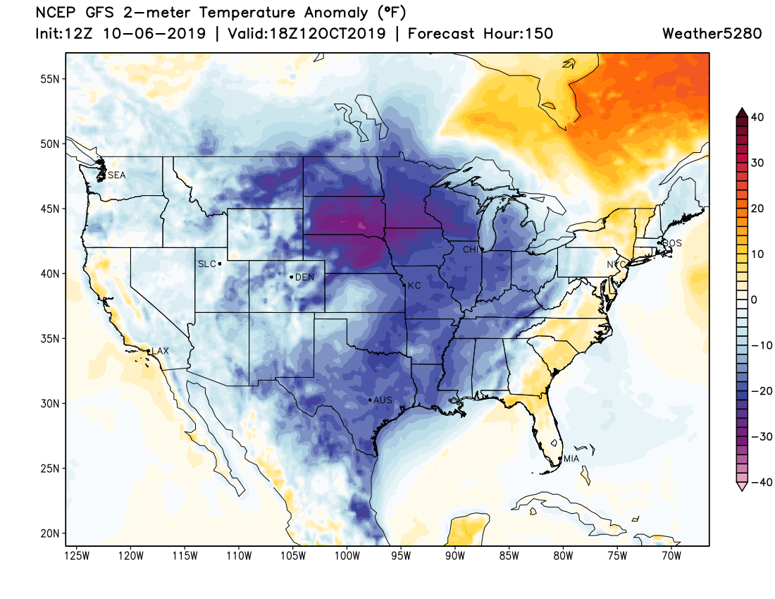 The cold spreads east for the weekend