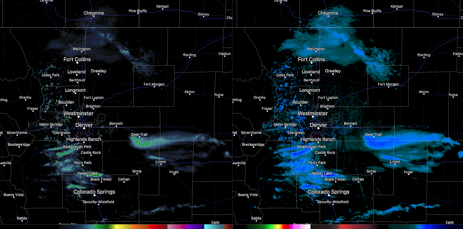 Early afternoon radar showing snow showers starting to form