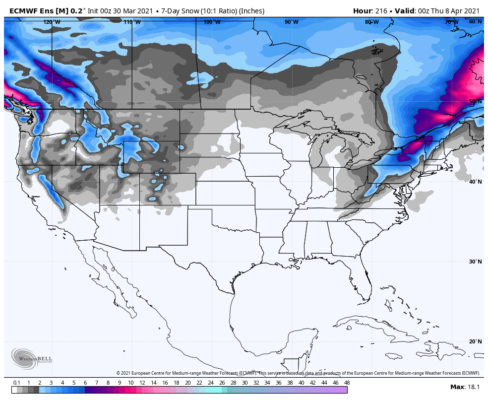 denver snow totals today