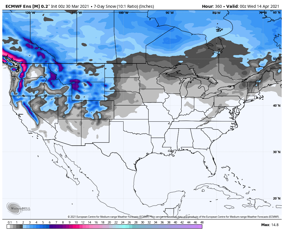 denver snow totals today