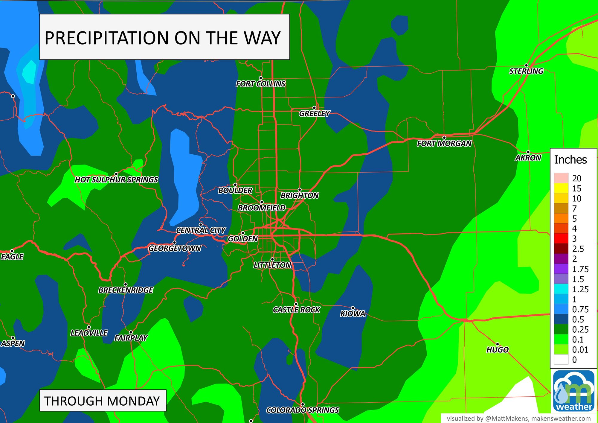 Colorado weather Timing of and total rainfall on the way