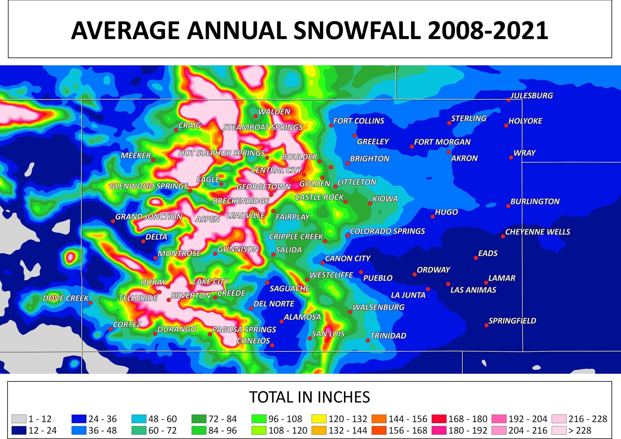 Colorado Forecast How Much Snow Analog Years Suggest Denver Will See   Snowfall Climo Colorado 