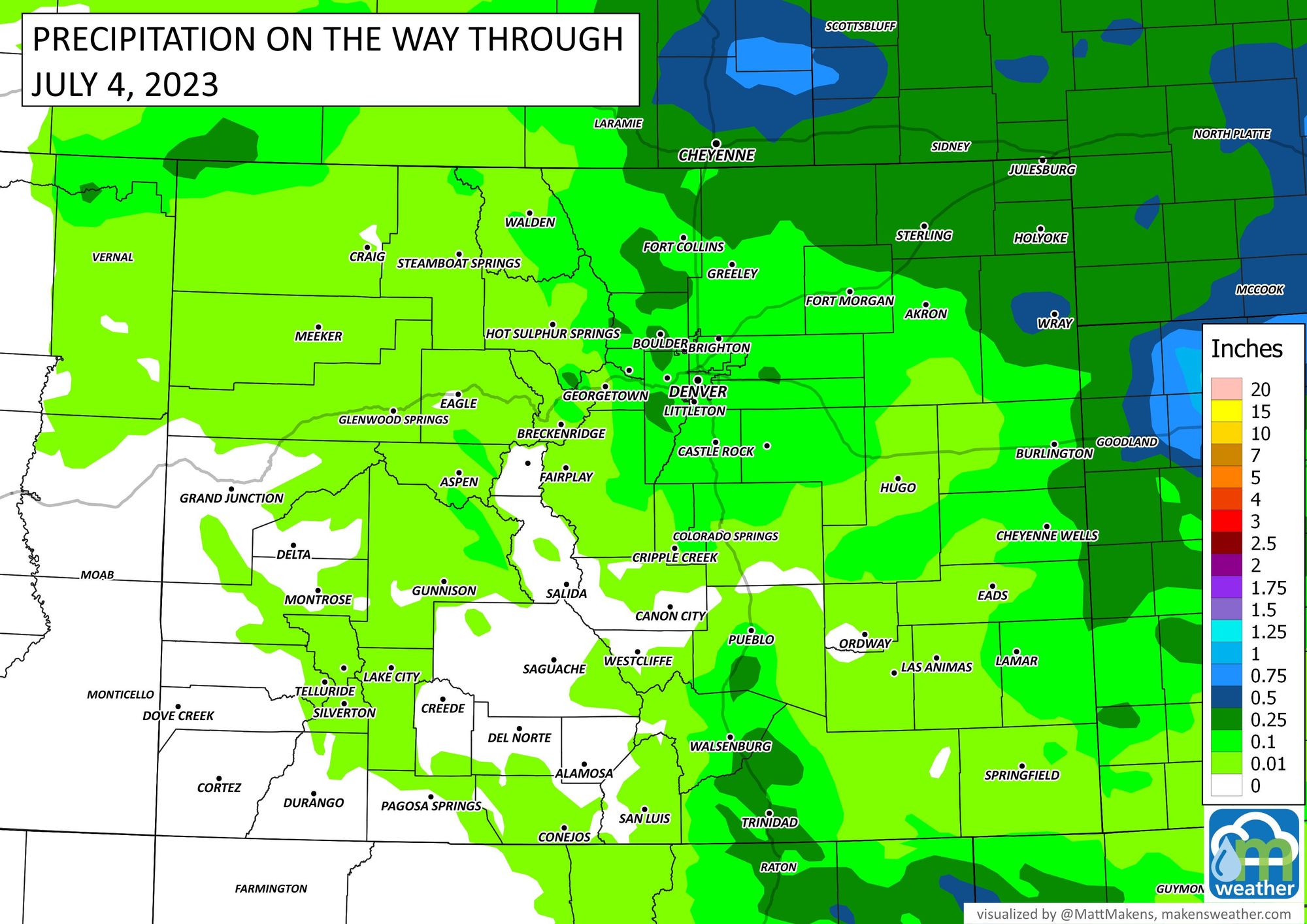 Denver sets precipitation records in June; storms in the forecast today and for July 4th