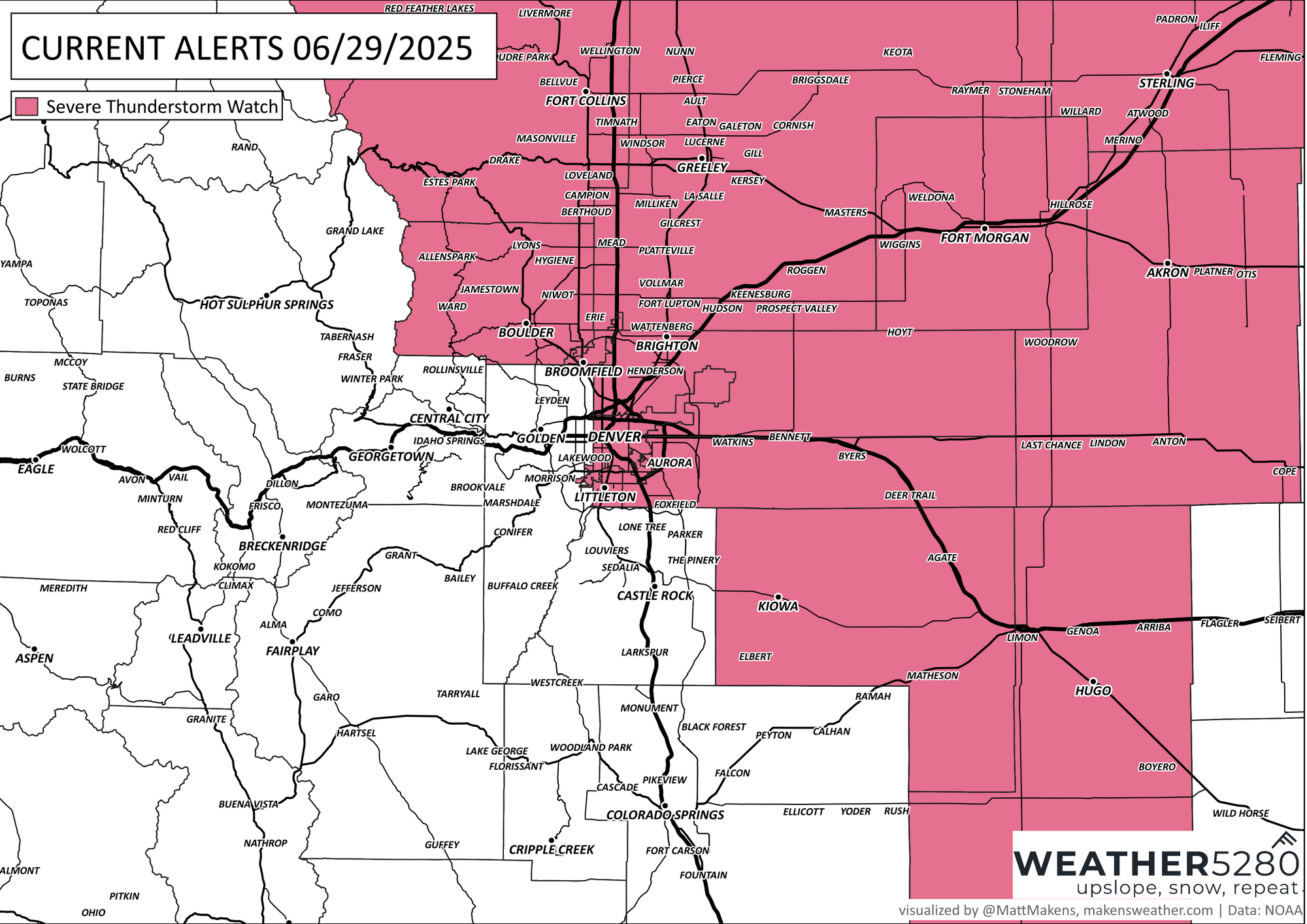 image: Watch issued: Severe Thunderstorms Possible This Afternoon in Denver and Northeast Colorado